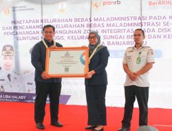 Pertama di Indonesia, Kelurahan Mentaos Kota Banjarbaru ditetapkan sebagai Kelurahan Bebas Maladministrasi