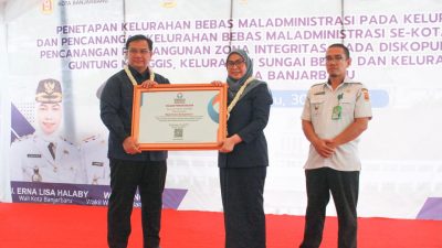Pertama di Indonesia, Kelurahan Mentaos Kota Banjarbaru ditetapkan sebagai Kelurahan Bebas Maladministrasi