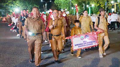 Sambut HUT ke-80 RI, Pemkab Kotabaru Gelar Apel dan Pawai Taptu