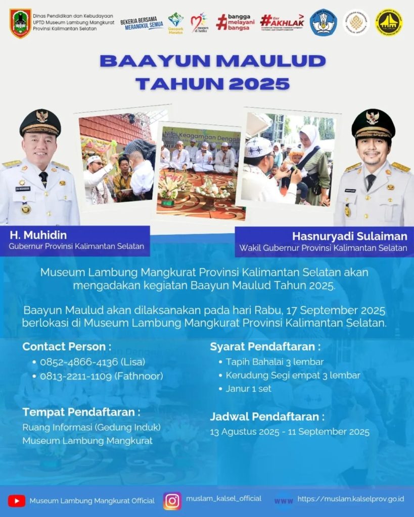 Ayooo Hancapi, Pendaftaran Peserta Baayun Maulud 2025 Dibuka Hingga 11 September Ayooo Hancapi, Pendaftaran Peserta Baayun Maulud 2025 Dibuka Hingga 11 September