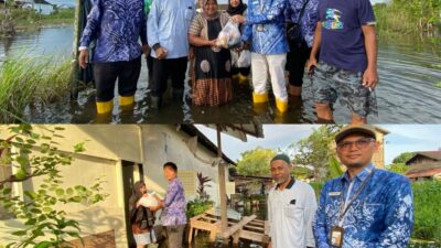 Menerjang Genangan Banjir, Kecamatan Banjarmasin Timur Antar Langsung Sembako ke Warga Kuripan