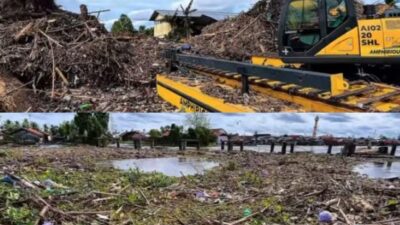 Ratik Kayu Menggunung di Sungai Martapura, Wali Kota Banjarmasin Turun Langsung Pantau Pembersihan