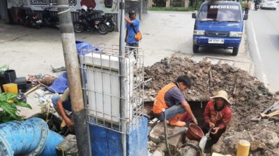 Rehab Jumbatan Pipa di Jalan Sultan Adam, Distribusi Banyu PAM Bandarmasih di Banjarmasin Utara Terganggu Sementara