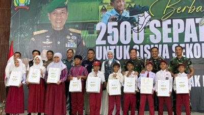 Ribuan Siswa SD–SMP Banjarmasin Terima Sepatu Gratis dari Korem 101/Antasari, Wujud Bhakti TNI untuk Pendidikan Anak Bangsa
