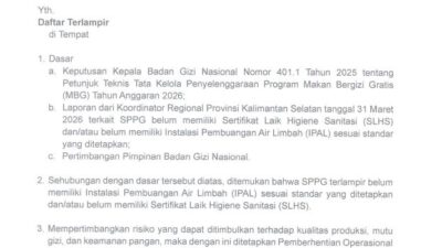 Mendadak Ditutup! 49 Dapur MBG di Kalsel Tidak Berizin, Sekolah di Banjarmasin Kaget