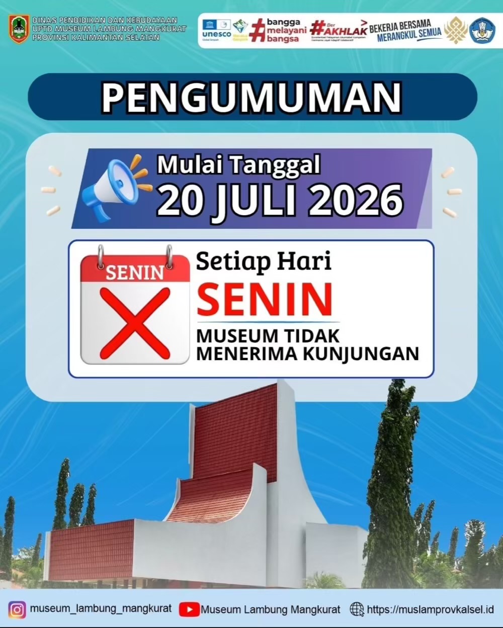 Catat! Museum Lambung Mangkurat Bakal Libur Saban Hari Senin, Ini Alasan di Baliknya
