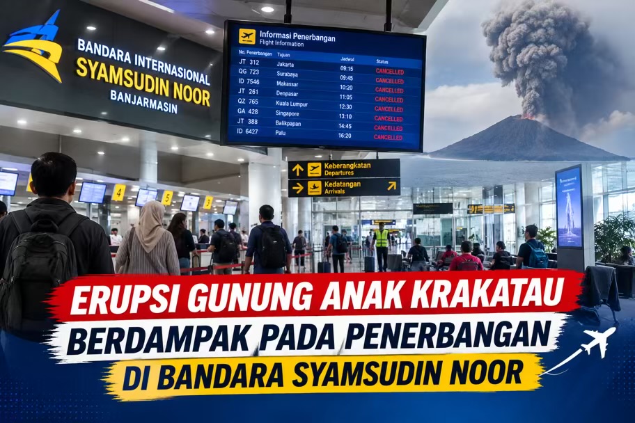 Erupsi Gunung Anak Krakatau Berdampak pada Penerbangan di Bandara Syamsudin Noor
