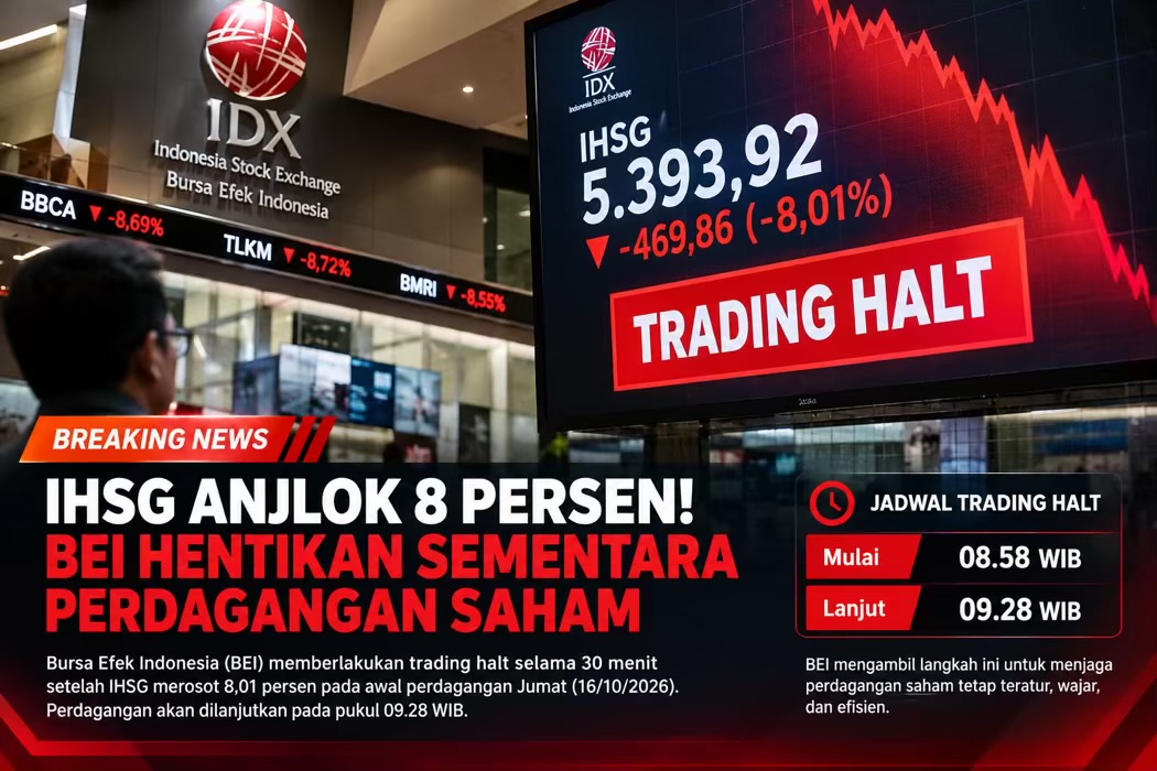 IHSG Anjlok 8 Persen! BEI Hentikan Sementara Perdagangan Saham